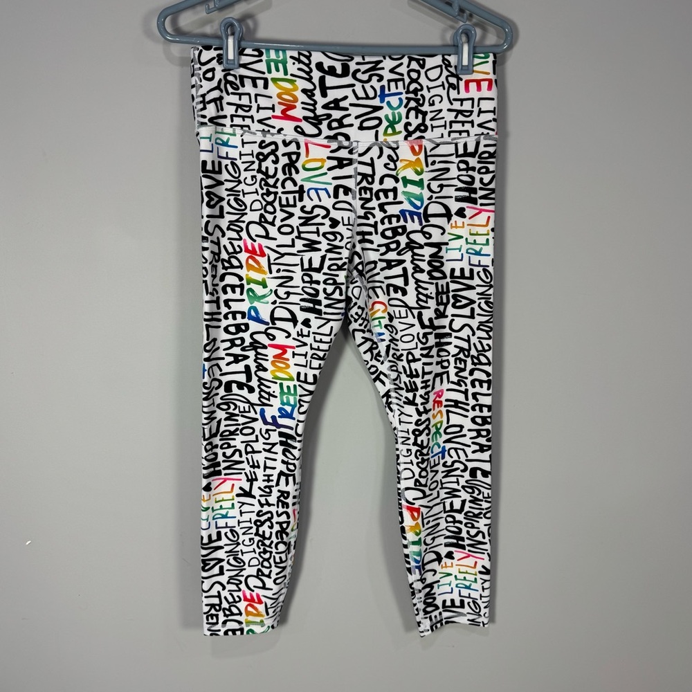 NWOT ATHLETA ELATION TRAIN 7/8
Tight Leggings PRIDE Graffiti words L - Picture 3 of 13